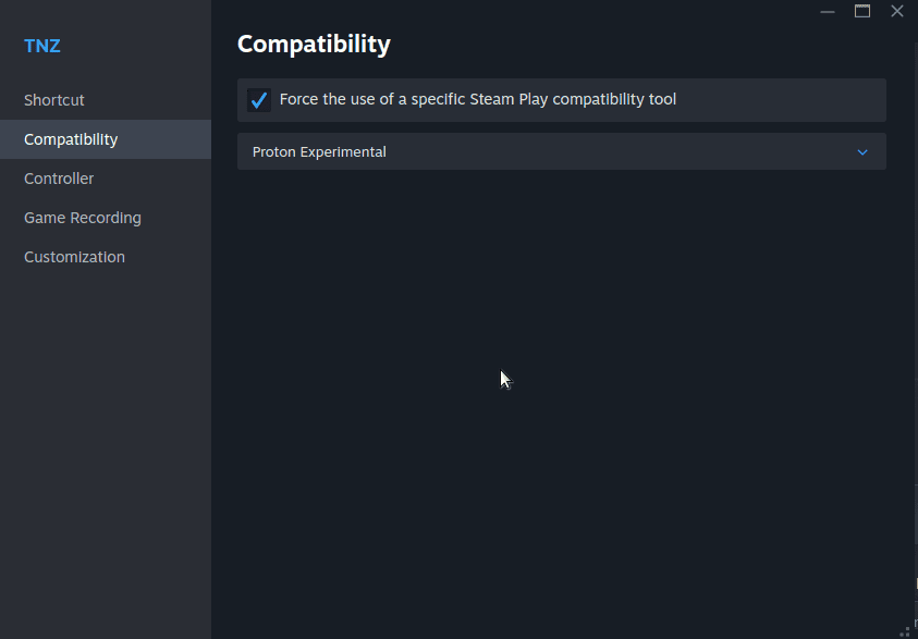 In the Compatibility tab